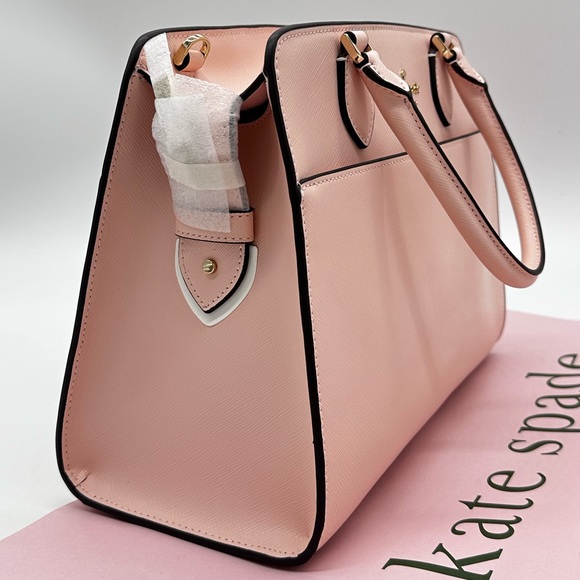 Kate Spade Madison Printed Medium Satchel Bag Conch Pink - Picture 7 of 13